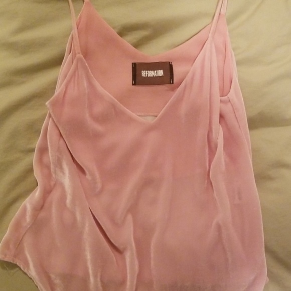 Reformation Mabel Pink Velvet Top - Picture 2 of 3